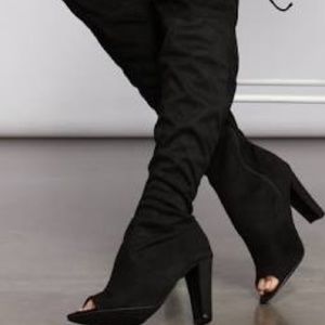 Charlotte Russe Suede Over the Knee Open Toe Boots